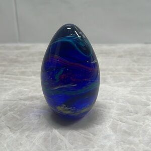 Glass egg shaped multicolor paper weight!